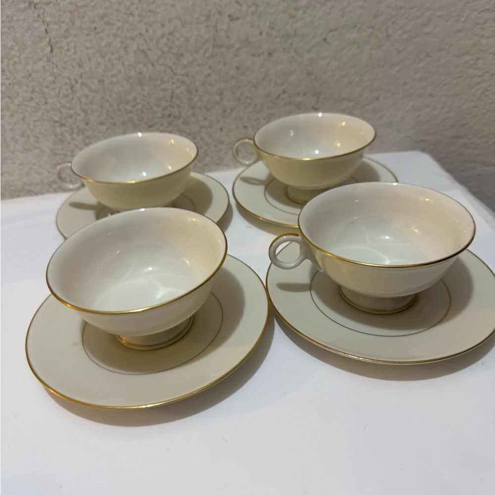 Set of 4 Theodore Havilland Gramercy Tea Cup & Saucer